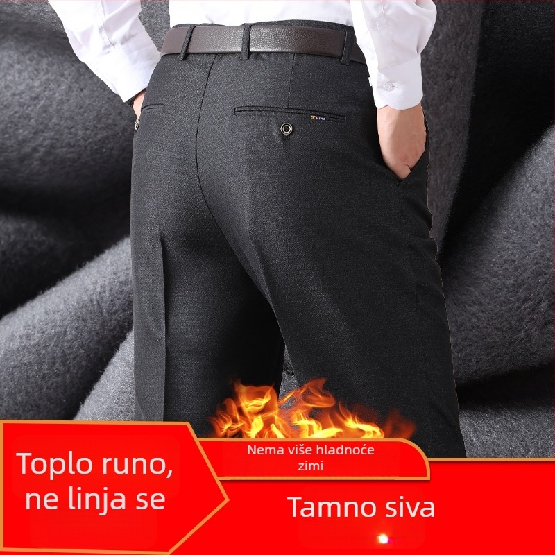 Ljetne muške hlače visokog struka, široke kroja, za muškarce srednje dobi, duge.