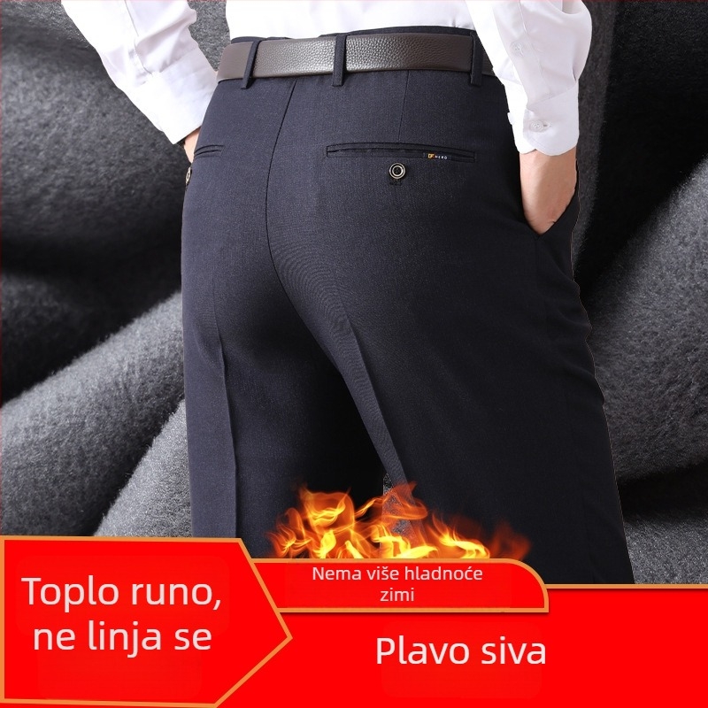 Ljetne muške hlače visokog struka, široke kroja, za muškarce srednje dobi, duge.