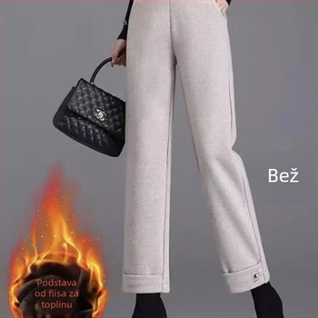 Ženske casual hlače ravnog kroja, srednji pojas, duljina 9/10, poliester-elastan smjesa