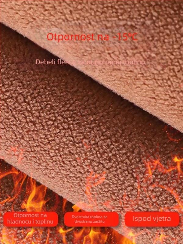 Muške zimske hlače za srednju dob, fleece podstavljene, visokim strukom, ravni kroj, poliester-smjesa