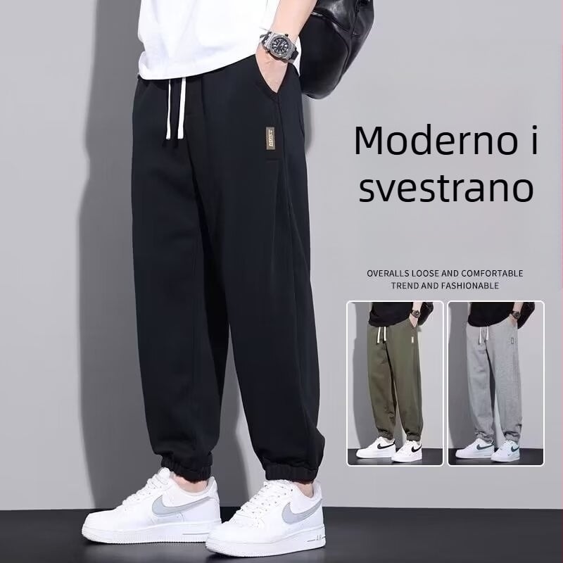 Casual muške hlače do gležnja, poliester-Lycra tkanina, dvostruki pojas, nošenje kroz sve sezone