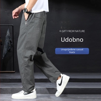 2025 pamučne ravne casual hlače za muškarce, fleec podstava, cargo stil s džepovima, ležeran kroj