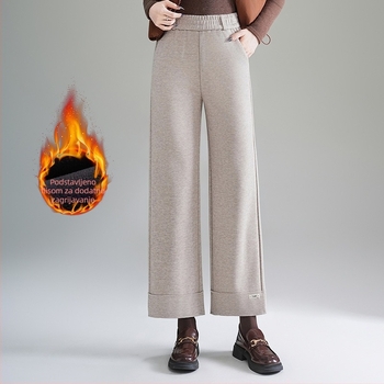 Ženske vunene hlače zimi 2025, labav kroj, casual stil, mikroelastičnost