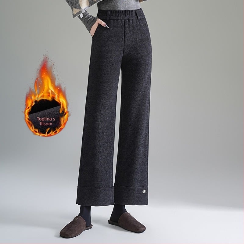 Ženske vunene hlače zimi 2025, labav kroj, casual stil, mikroelastičnost