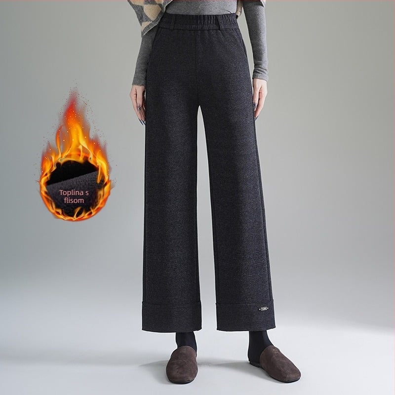 Ženske vunene hlače zimi 2025, labav kroj, casual stil, mikroelastičnost