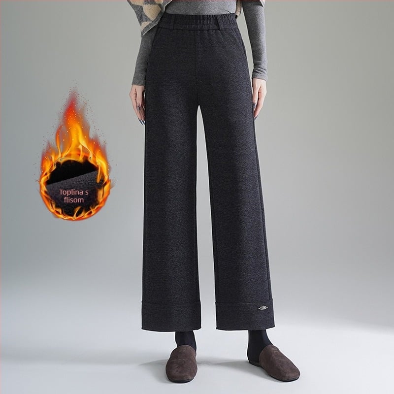 Ženske vunene hlače zimi 2025, labav kroj, casual stil, mikroelastičnost