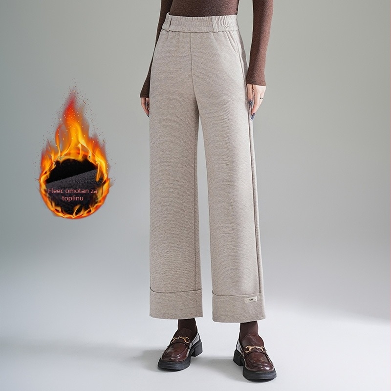 Ženske vunene hlače zimi 2025, labav kroj, casual stil, mikroelastičnost