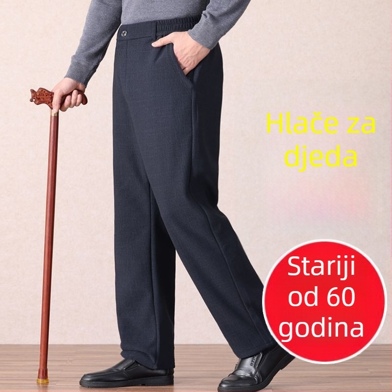 Muške ravne casual hlače, mikro-elastični pojas, tkanina od bambusovih vlakana i svile, proljeće