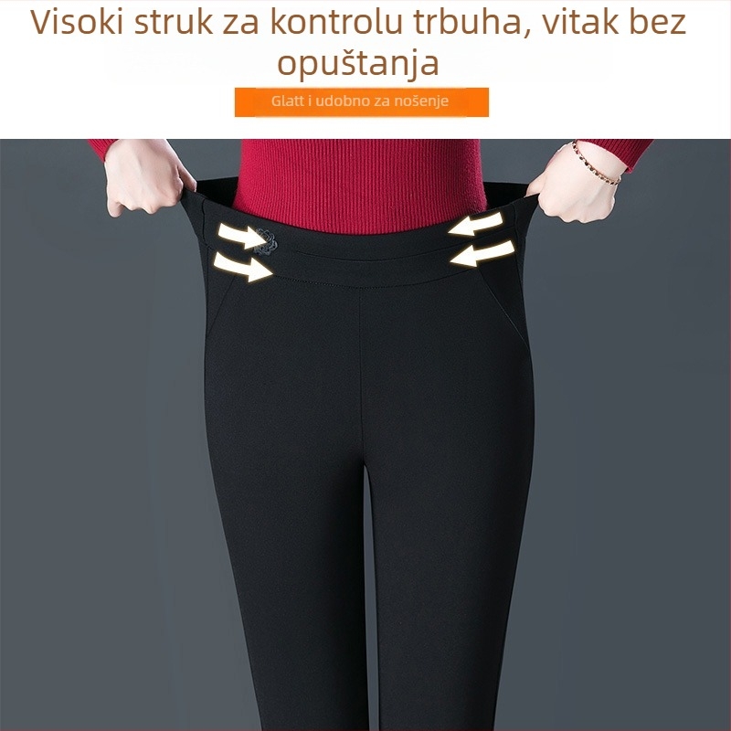 Ženske hlače s blagim širenjem nogavica, Cotton Wheel tkanina, udio glavne tkanine 50–70%, zimska sezona 2024, srednja debljina