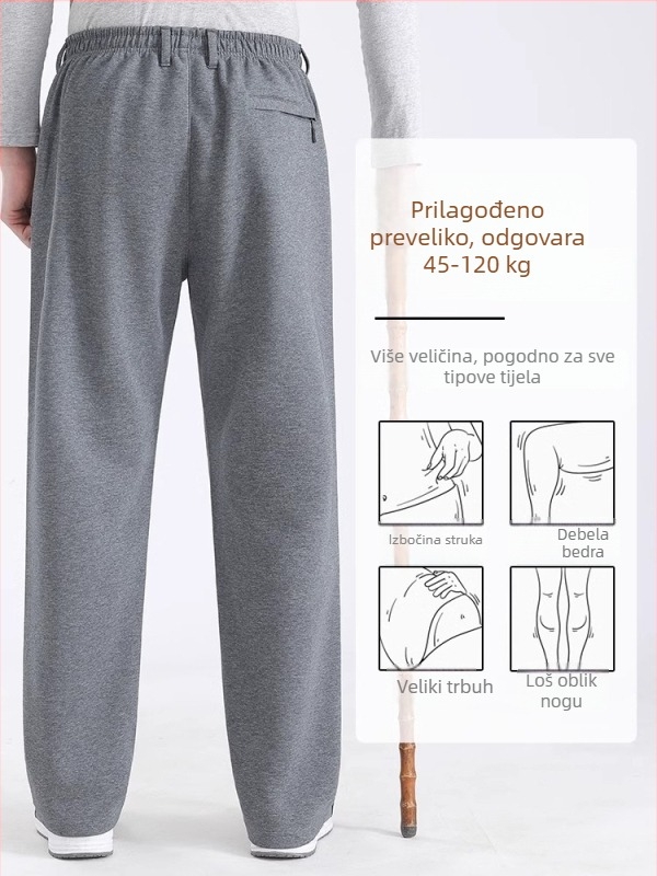 Muške sportske hlače s visokim strukom i dubokim preponama, široka kroj, lagani ljetni materijal, proljeće-jesen stil
