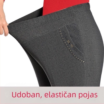 Ženske ravne hlače od pamuka, PVC glavni materijal, standardna debljina, proljeće 2024, Diamond/Royal Sister stil, casual hlače