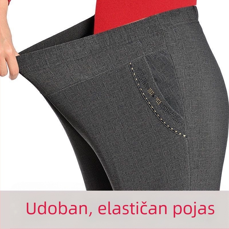 Ženske ravne hlače od pamuka, PVC glavni materijal, standardna debljina, proljeće 2024, Diamond/Royal Sister stil, casual hlače