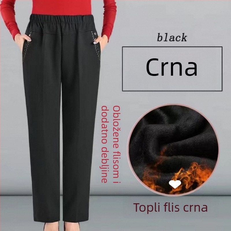 Ženske ravne hlače od pamuka, PVC glavni materijal, standardna debljina, proljeće 2024, Diamond/Royal Sister stil, casual hlače