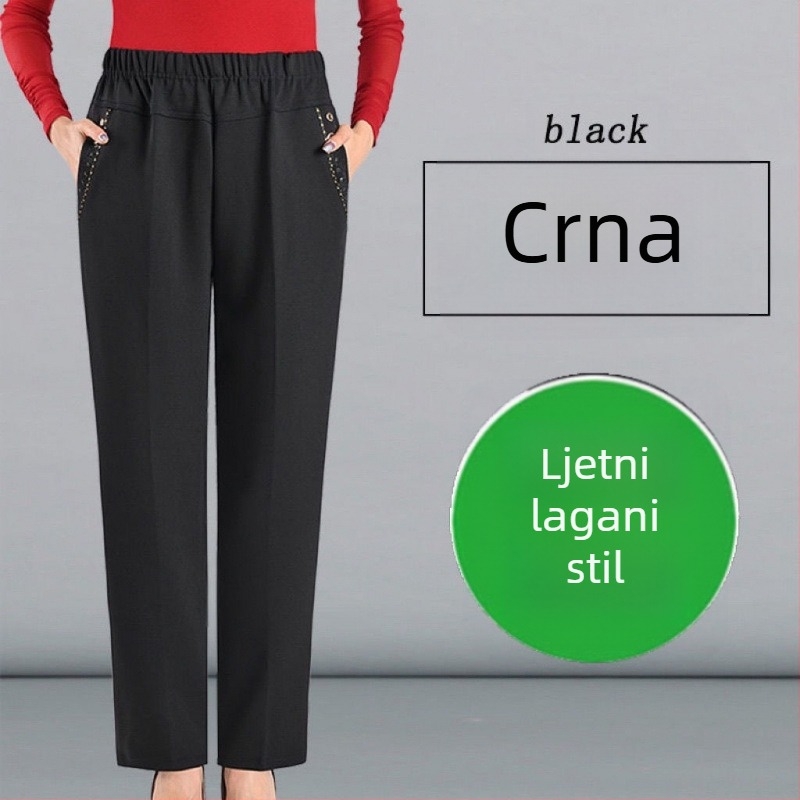 Ženske ravne hlače od pamuka, PVC glavni materijal, standardna debljina, proljeće 2024, Diamond/Royal Sister stil, casual hlače