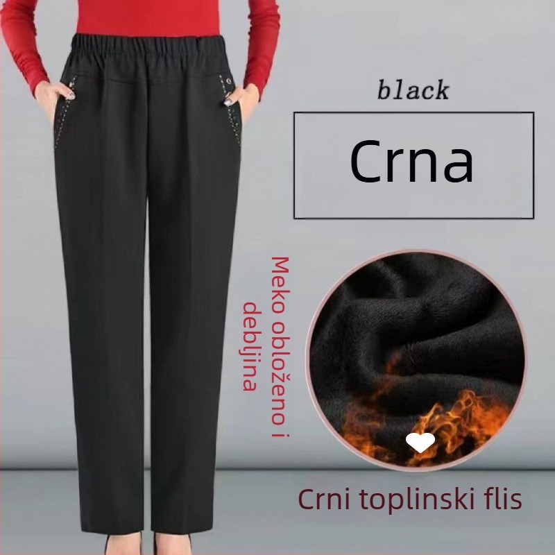 Ženske ravne hlače od pamuka, PVC glavni materijal, standardna debljina, proljeće 2024, Diamond/Royal Sister stil, casual hlače