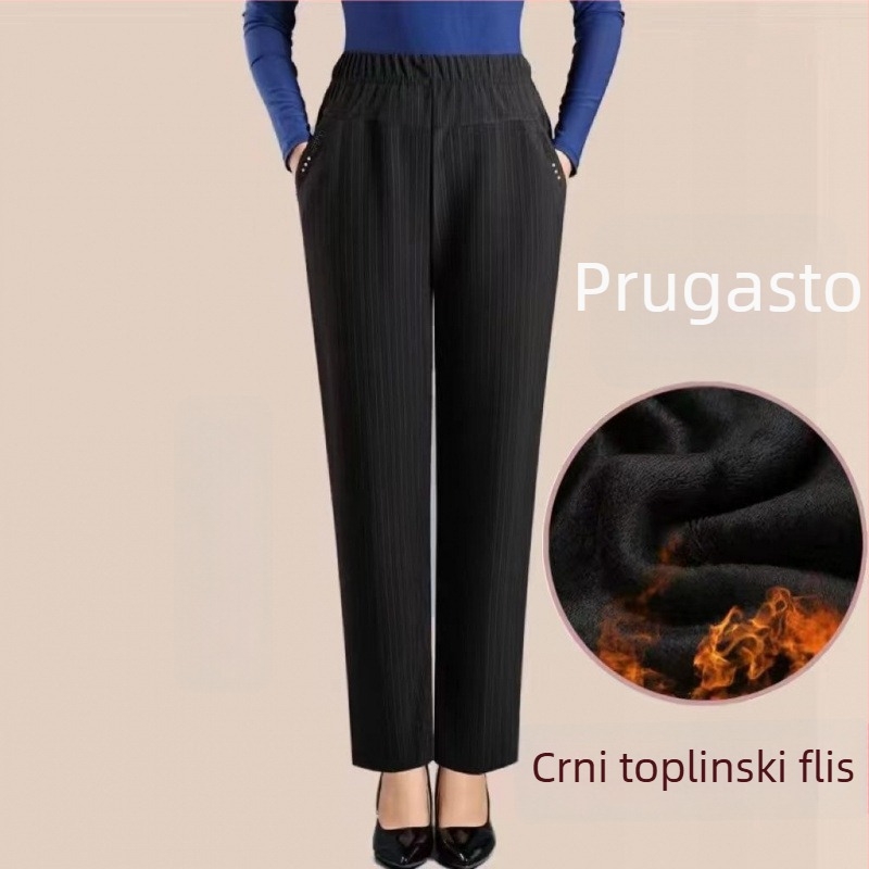 Ženske ravne hlače od pamuka, PVC glavni materijal, standardna debljina, proljeće 2024, Diamond/Royal Sister stil, casual hlače
