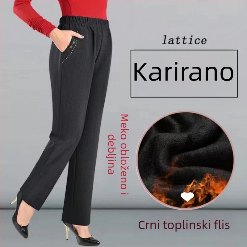 Ženske ravne hlače od pamuka, PVC glavni materijal, standardna debljina, proljeće 2024, Diamond/Royal Sister stil, casual hlače