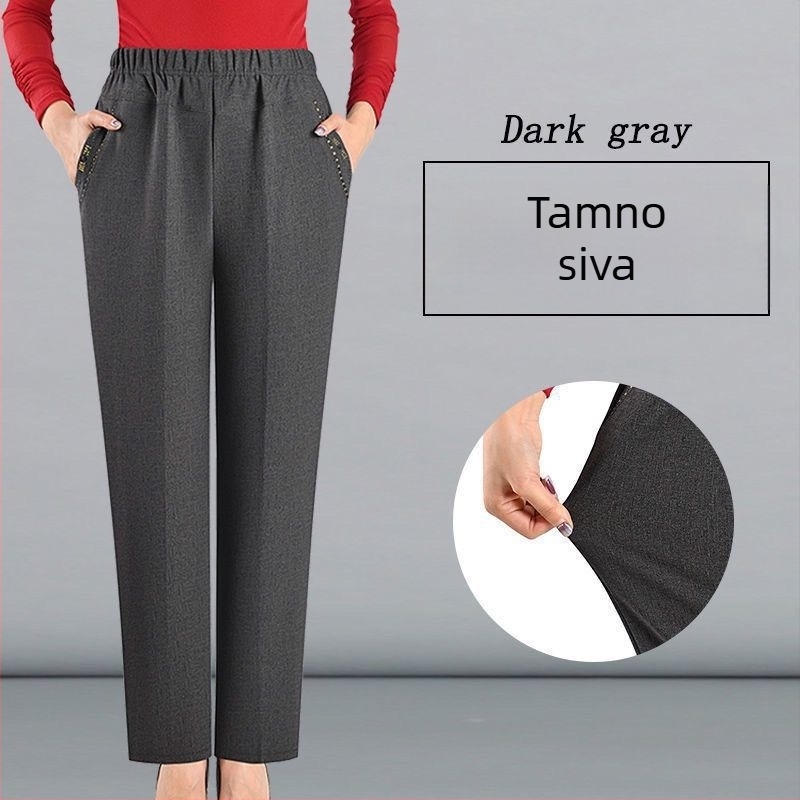 Ženske ravne hlače od pamuka, PVC glavni materijal, standardna debljina, proljeće 2024, Diamond/Royal Sister stil, casual hlače