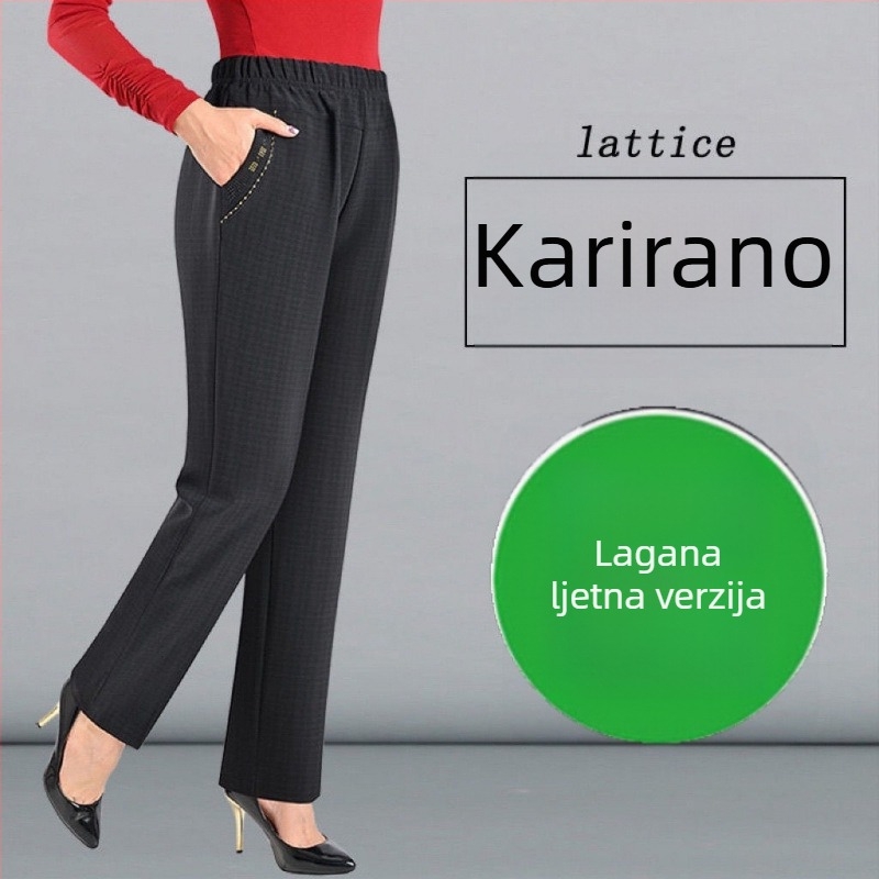 Ženske ravne hlače od pamuka, PVC glavni materijal, standardna debljina, proljeće 2024, Diamond/Royal Sister stil, casual hlače