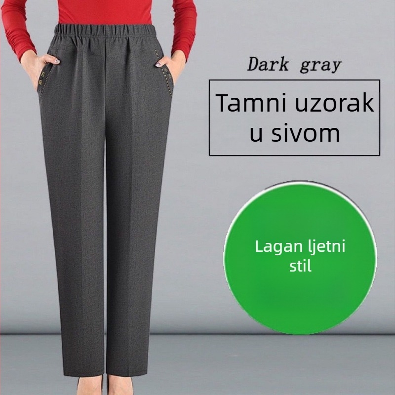 Ženske ravne hlače od pamuka, PVC glavni materijal, standardna debljina, proljeće 2024, Diamond/Royal Sister stil, casual hlače