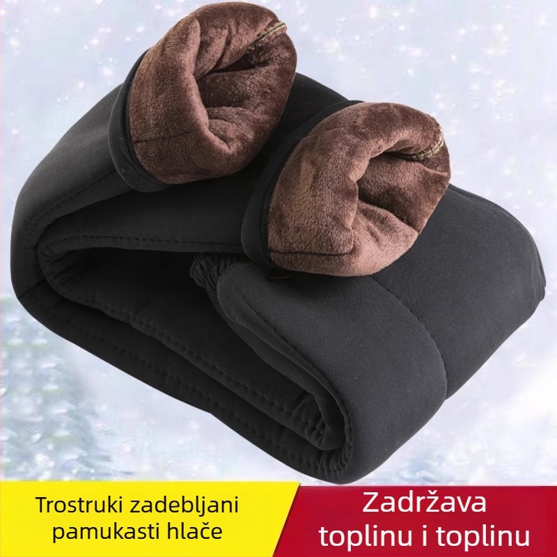 Ženske hlače slobodnog kroja, debeli zimski poliester materijal, zimska sezona 2025, >95% poliester
