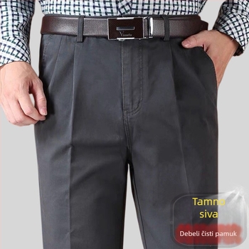 Hlače ravnog kroja od pamuk-lanene smjese za zimsku poslovnu odjeću