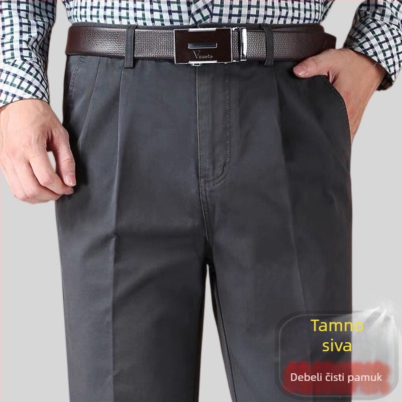 Hlače ravnog kroja od pamuk-lanene smjese za zimsku poslovnu odjeću