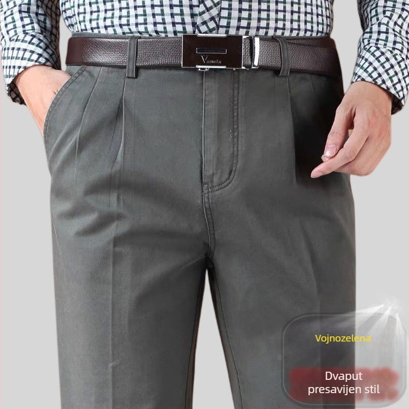 Hlače ravnog kroja od pamuk-lanene smjese za zimsku poslovnu odjeću