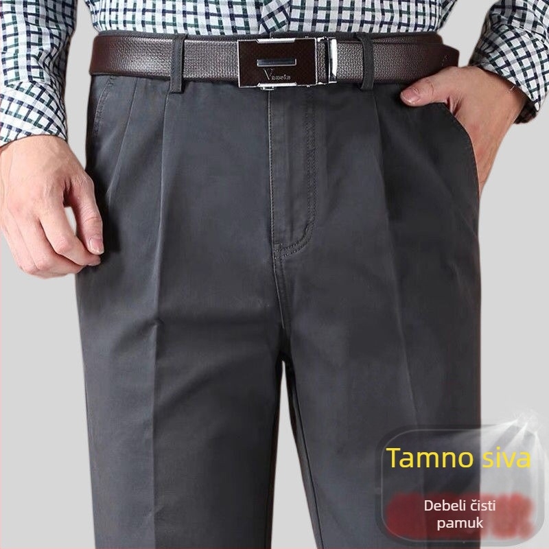 Hlače ravnog kroja od pamuk-lanene smjese za zimsku poslovnu odjeću