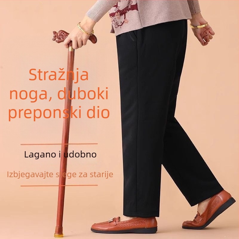Zimske ženske hlače s flisom, udobnog kroja, tople za starije žene, za vanjsku upotrebu
