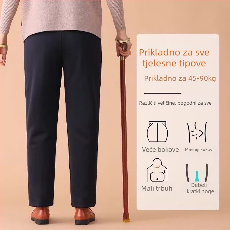 Zimske ženske hlače s flisom, udobnog kroja, tople za starije žene, za vanjsku upotrebu