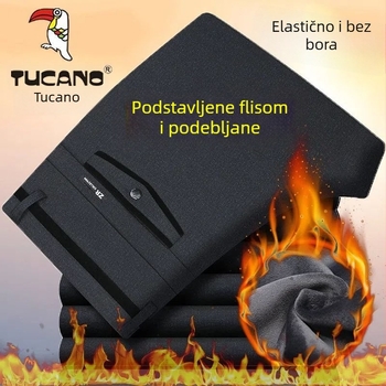 Woodpecker zimske hlače s fleec podstavom, debeli i udobni, muške hlače ravnog kroja za nošenje na otvorenom