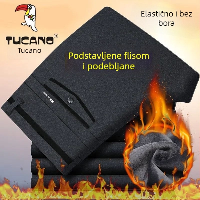 Woodpecker zimske hlače s fleec podstavom, debeli i udobni, muške hlače ravnog kroja za nošenje na otvorenom