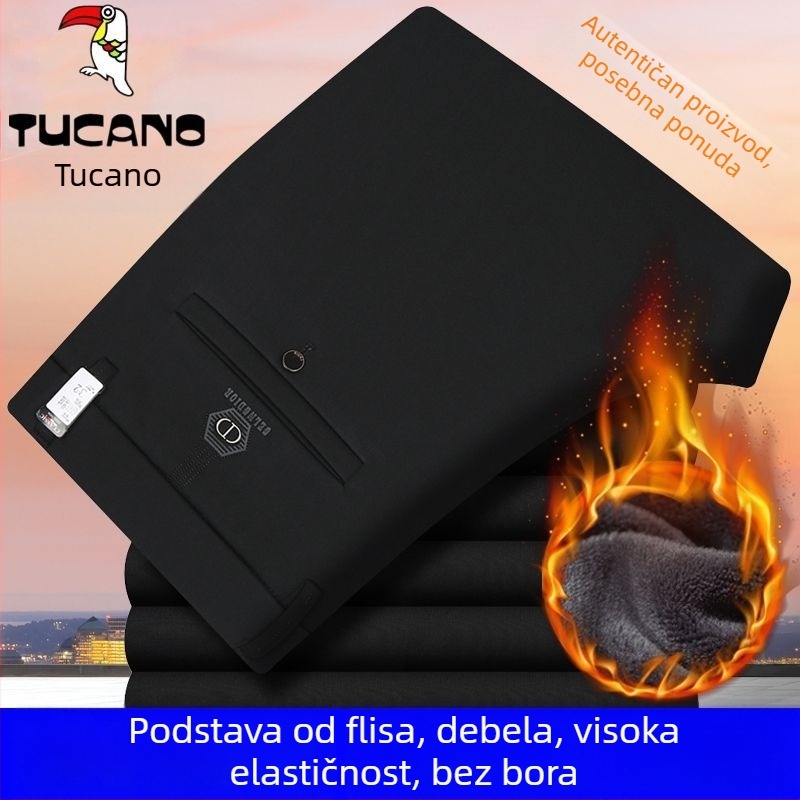 Woodpecker zimske hlače s fleec podstavom, debeli i udobni, muške hlače ravnog kroja za nošenje na otvorenom