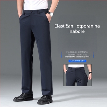 Muške casual hlače s opuštenim krojem i manžetama, jogger stil, poliester-Lycra tkanina, dvostruki pojas, ravni završeci