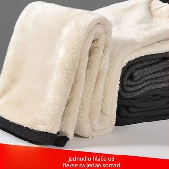 Ženske hlače s flis podstavom, visokim strukom, ravnim krojem, duge, od TR tkanine, srednje debljine