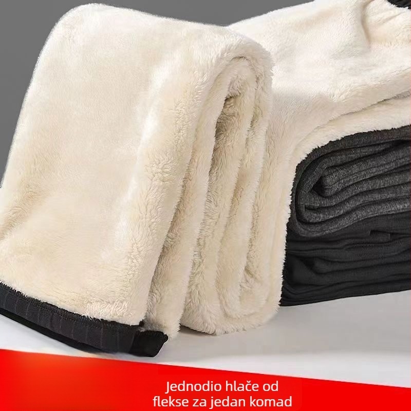 Ženske hlače s flis podstavom, visokim strukom, ravnim krojem, duge, od TR tkanine, srednje debljine