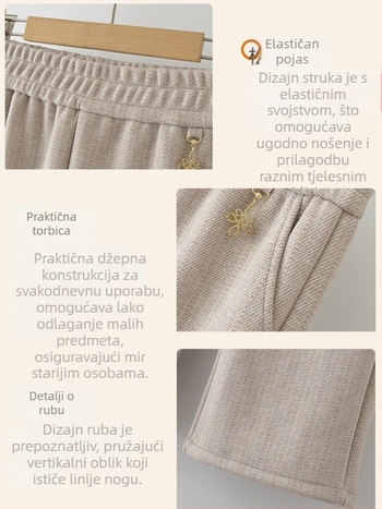 Ženske hlače za jesen/zimu s flekse podstavom, širokog kroja, visokim pojasom, ravne - Udoban, Osnovni stil (Proljeće 2025; Materijal: Drugo; Glavni materijal: PVC ≤30%; Wzor: Jednobojan)