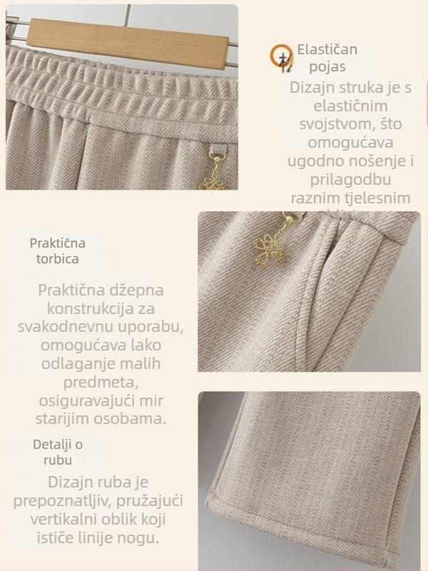 Ženske hlače za jesen/zimu s flekse podstavom, širokog kroja, visokim pojasom, ravne - Udoban, Osnovni stil (Proljeće 2025; Materijal: Drugo; Glavni materijal: PVC ≤30%; Wzor: Jednobojan)