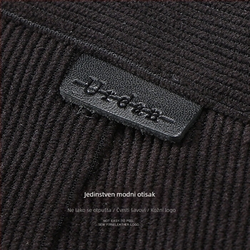 Corduroy muške casual hlače za poslovni stil, jesen/zima, visoki struk, ravni kroj, zatvarač