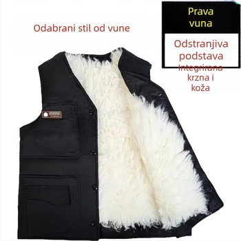 Zimska muška vest od korduroja s podstavom od zečjeg krzna