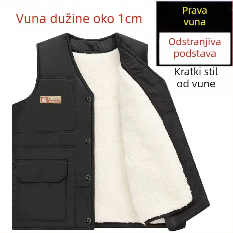Zimska muška vest od korduroja s podstavom od zečjeg krzna