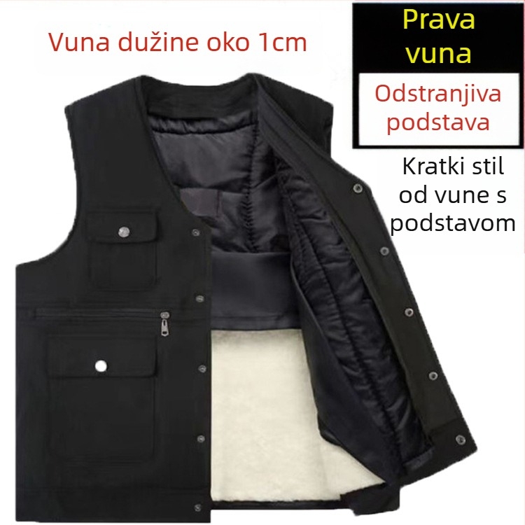 Zimska muška vest od korduroja s podstavom od zečjeg krzna