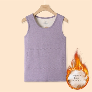 Ženska flis vesta, topla poliester tkanina, kardigan stil, za žene srednje dobi i starije, zima 2025