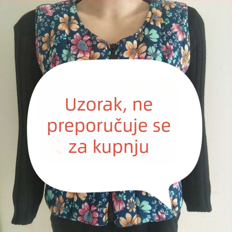 Ženski kratki pufnasti vest s punom od pamuka, elastičan, plus veličina, materijal mliječna svila
