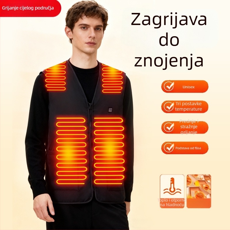 Muški grijani prsluk sa 16 zoni za zimu – pametno električno grijanje