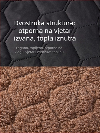 Muška debela fleece vest s mrežastim uzorkom, V-izrez, bez kapulje, zimska toplina
