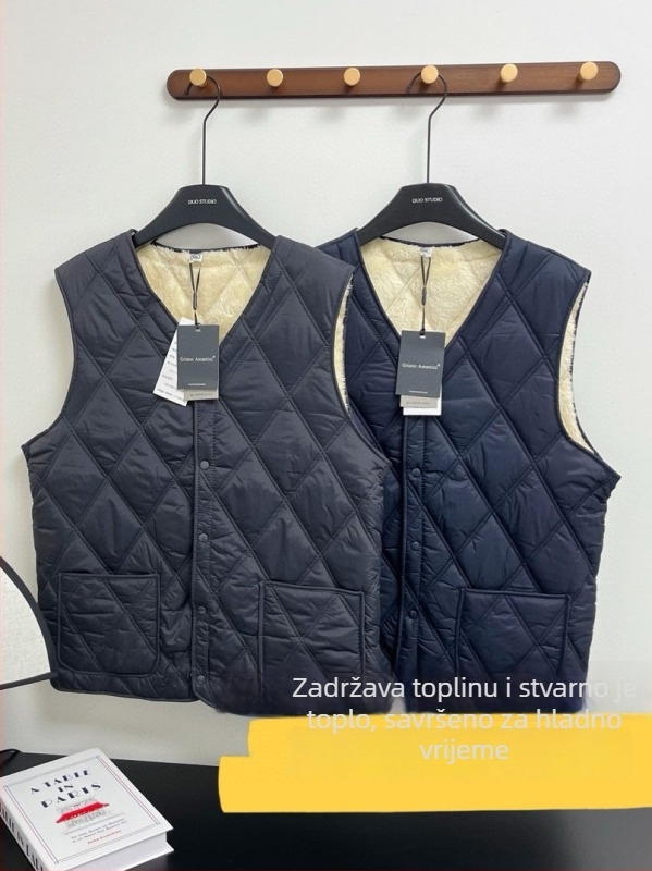 Muški prsluk od poliestera i PU-a, rombi uzorak, elegantan poslovni stil, standardna duljina.