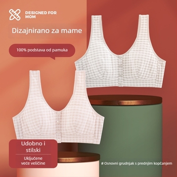 Kategorija A: Grudnjak za mamu, veće veličine, prednje kopčanje, karirani uzorak, za žene srednje i starije dobi