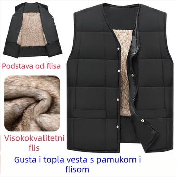 Muška vesta od poliestera s fleksi podstavom, minimalističkog dizajna, ravni kroj, s jednom redom gumbi, bez kapuljače, 100% poliester